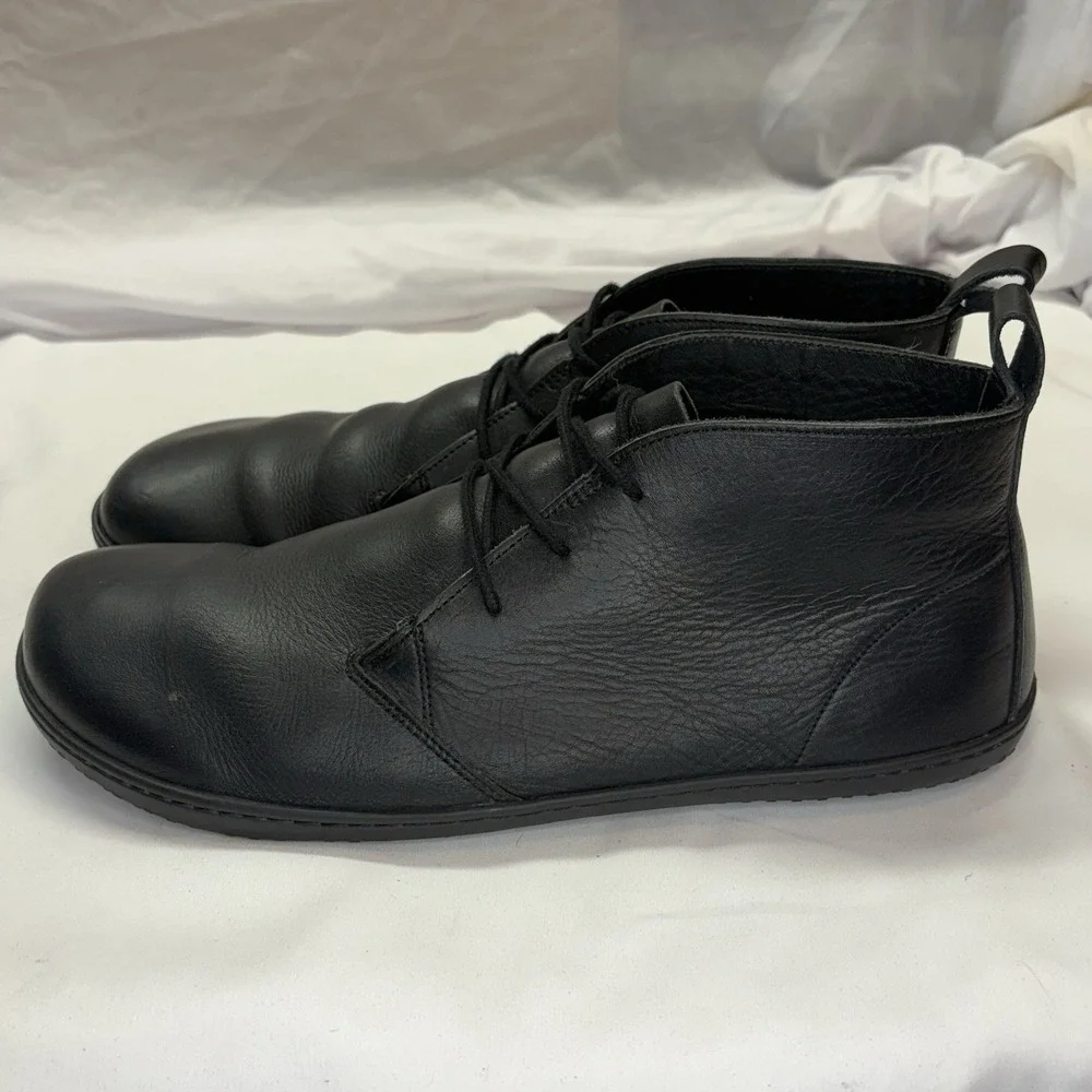 Vivobarefoot Men's Gobi Lux Black Leather Barefoot Boots - Size EU 46 US 12